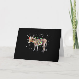 Cartão Luzes de Natal de Burro Coloridas Presente de B