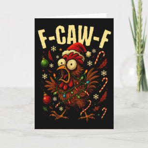 Cartão Luzes de Natal engraçadas de galinha de Natal F-ca