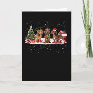 Cartão luzes de natal para presente de dachshund para ela