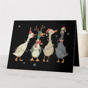 Cartão Luzes de Natal Patos Engraçados Animais Fazendas