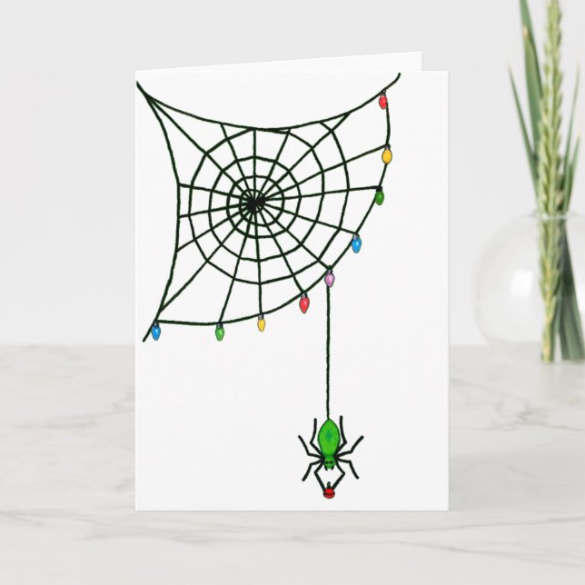Cartão Luzes de teia de aranha de Natal Goth Feriado (Frente)