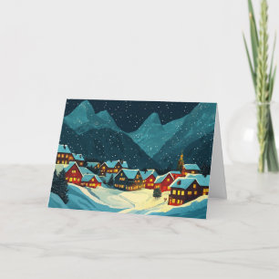 Cartão Luzes festivas na Vila Snowy