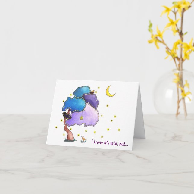 Cartão Luzes noturnas, Aniversário atrasado (Flor Amarela)