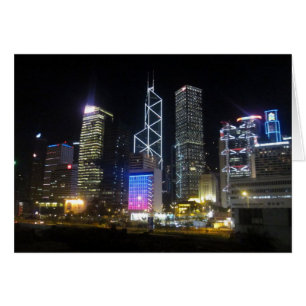 Cartão luzes noturnas de Hong Kong