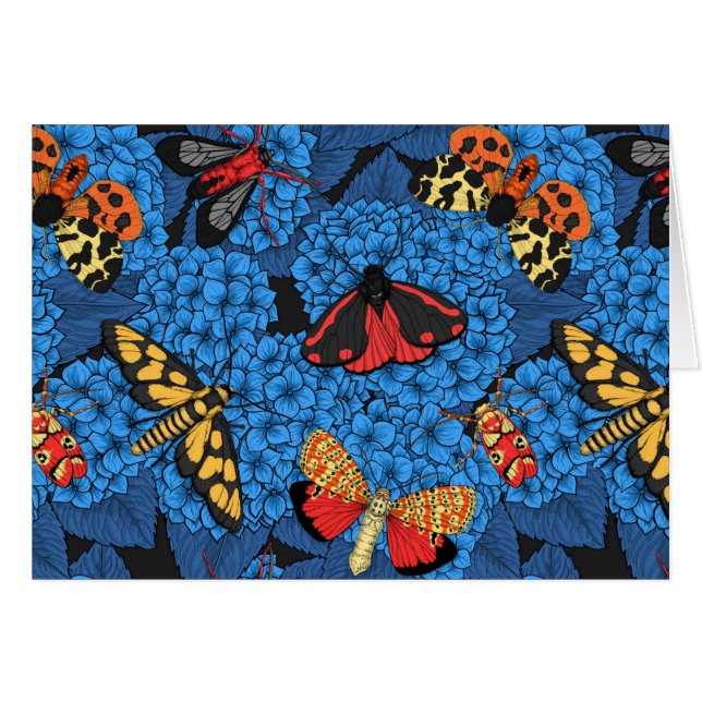 Cartão Luzes sobre hidrangea azul (Frente Horizontal)