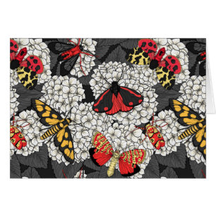 Cartão Luzes sobre hidrangea branca