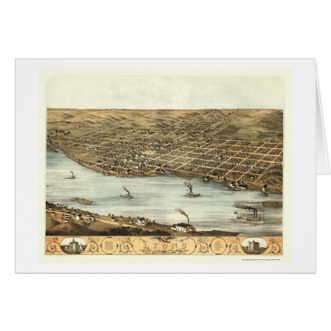 Cartão Lyons, mapa panorâmico de IA - 1868 (Frente Horizontal)