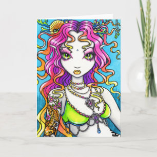 Cartão Lyra Shimmering Rainbow Koi Tattoo Mermaid Card
