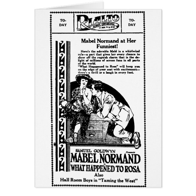 Cartão Mabel Normand o que aconteceu a Rosa 1921 (Frente)