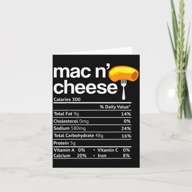 Cartão Mac And Cheese Nutrition Funny Thanksgiving Mac N' (Frente)