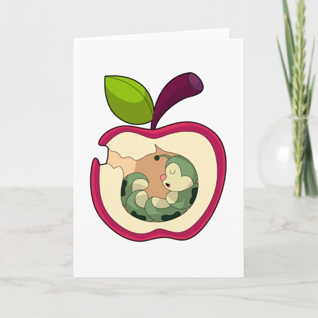 Cartão Maçã Adormecida da Lagarta (Frente)