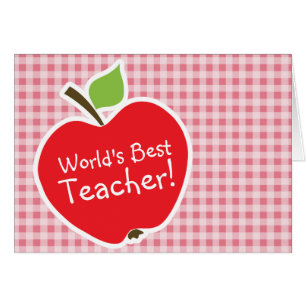 Cartão Maçã com Gingham Rosa Esbranquiçado