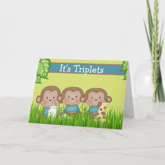 Cartão Macaco Bonito Novo Triplet Para Bebês