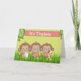 Cartão Macaco Bonito Triplet De Bebê