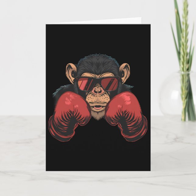 Cartão Macaco Boxeador Com Luvas de Boxe Kickboxing Engra (Frente)