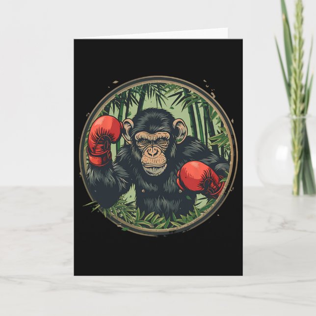 Cartão Macaco Boxeador Com Luvas de Boxe Kickboxing Engra (Frente)
