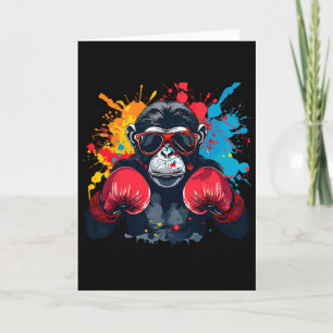 Cartão Macaco Boxeador Com Luvas de Boxe Kickboxing Engra