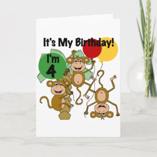 Cartão Macaco brilha 4º aniversário Camisetas e presentes