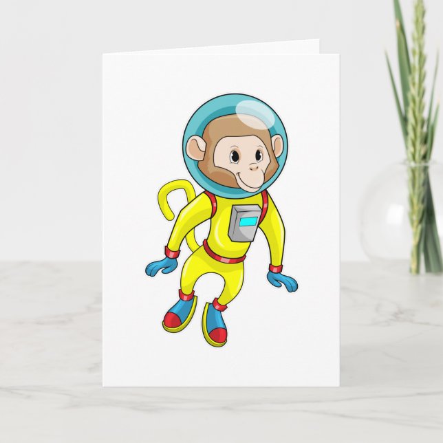 Cartão Macaco como Astronauta (Frente)