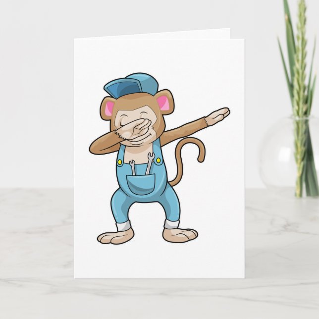 Cartão Macaco como Mecânico no Dab de Dança Hip Hop (Frente)