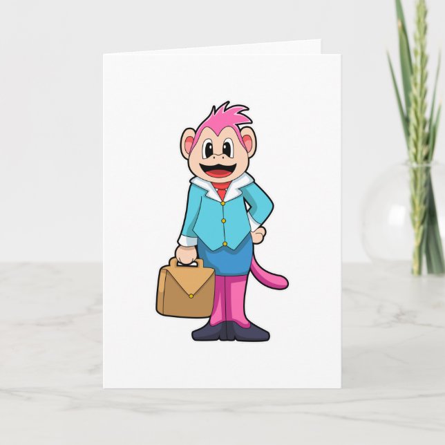 Cartão Macaco como Secretário com Bag (Frente)