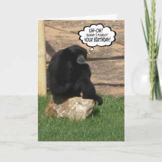 Cartão Macaco de Aniversário Atrasado Humorístico