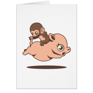 Cartão Macaco do bebê (que vai para trás em um porco)