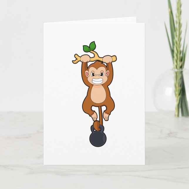 Cartão Macaco em treino de força com haltere (Frente)