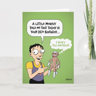Cartão Macaco Engraçado do 26º aniversário