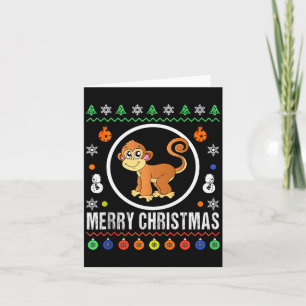 Cartão Macaco Feliz Natal Suéter Feio Natal Malha Tanque
