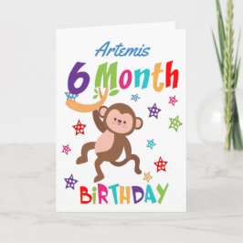 Cartão Macaco Gelado 6 Meses Aniversário