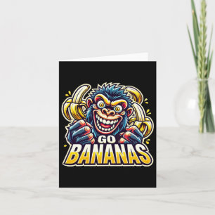 Cartão Macaco maluco vai picante de bananas