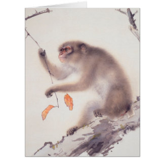 Cartão Macaco Pintura Japonesa Chinês Zodiac Grande Card