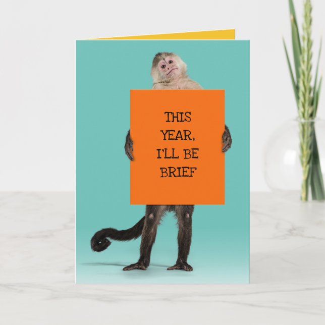 Cartão Macaco Sendo Brief Em Seus Briefs Engraçado Aniver (Frente)