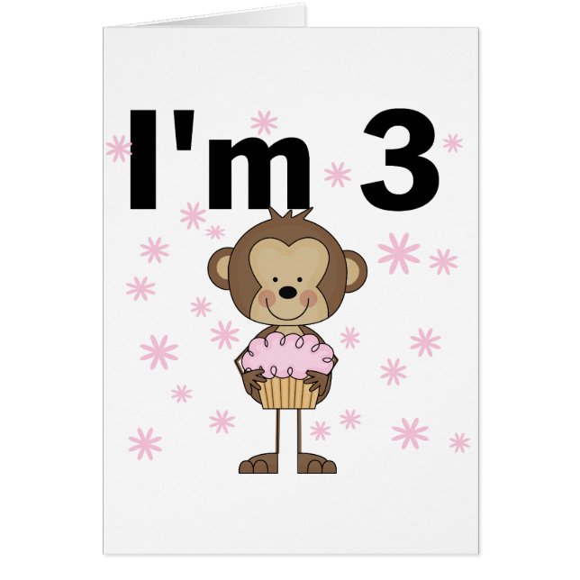Cartão Macaco sou três Camisetas de aniversário e present (Frente)