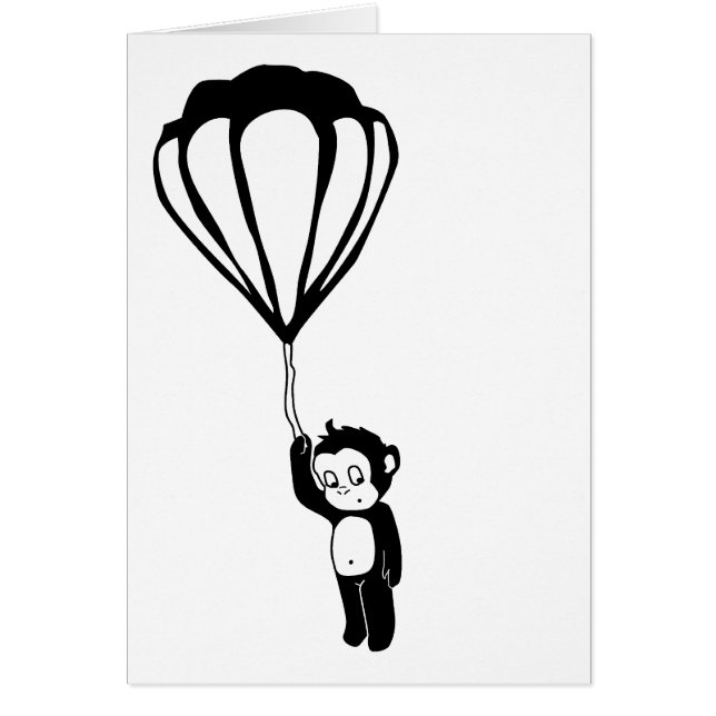 Cartão macaco voador: balão de ar quente (Frente)