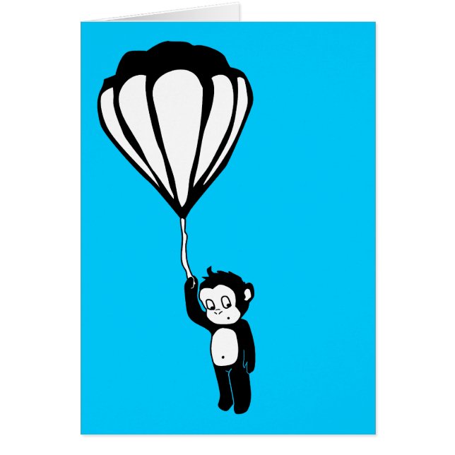 Cartão macaco voador: balão de ar quente (Frente)