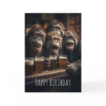 Macacos bebados Cerveja Bebendo no Pub Engraçado A