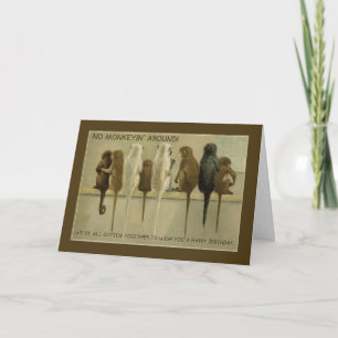 Cartão Macacos Comerciais Aniversário do Grupo, Humor