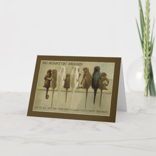 Cartão Macacos Comerciais Aniversário do Grupo, Humor (Frente)