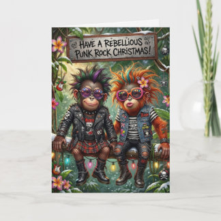 Cartão Macacos da Selva de Natal do Punk Rock