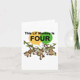 Cartão Macacos Swing 4º Aniversário Camisetas e presentes