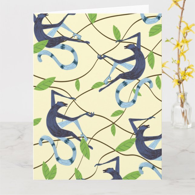 Cartão Macacos Vintage (Flor Amarela)