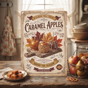 Cartão Maçãs de Caramelo Antigas Bênçãos de Outono