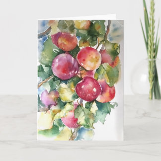 Cartão Maçãs Em Aquarelas
