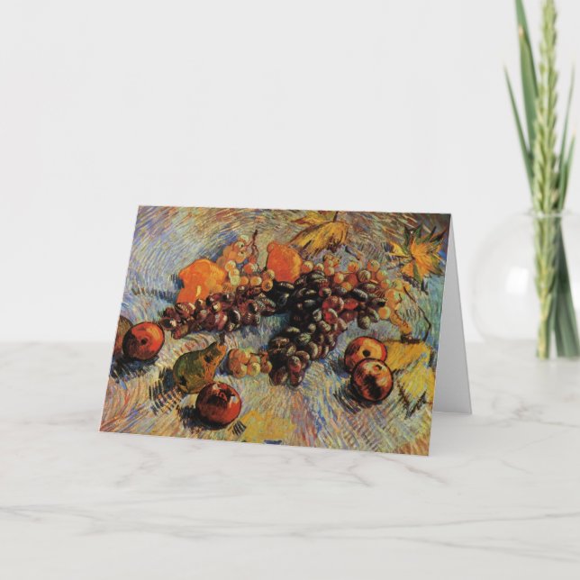 Cartão Maçãs, Peras, Limões, Uvas por Vincent van Gogh (Frente)