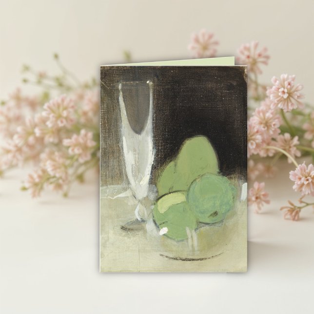 Cartão Maçãs verdes e vidro de champanhe, H. Schjerfbeck (Criador carregado)