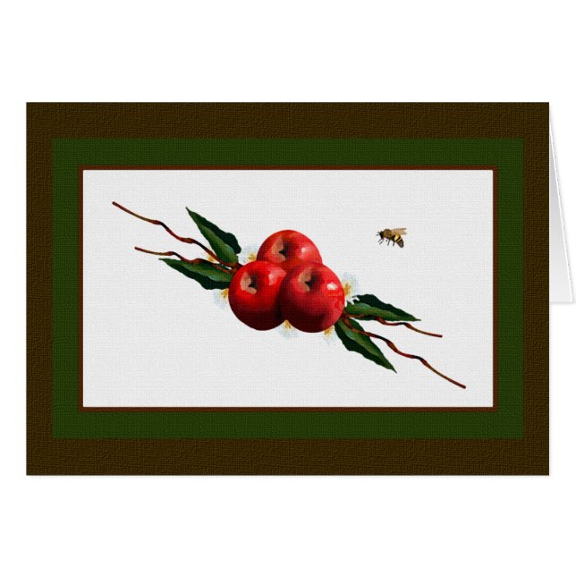 Cartão Maçãs Vermelhas de Aquarela (Frente horizontal)