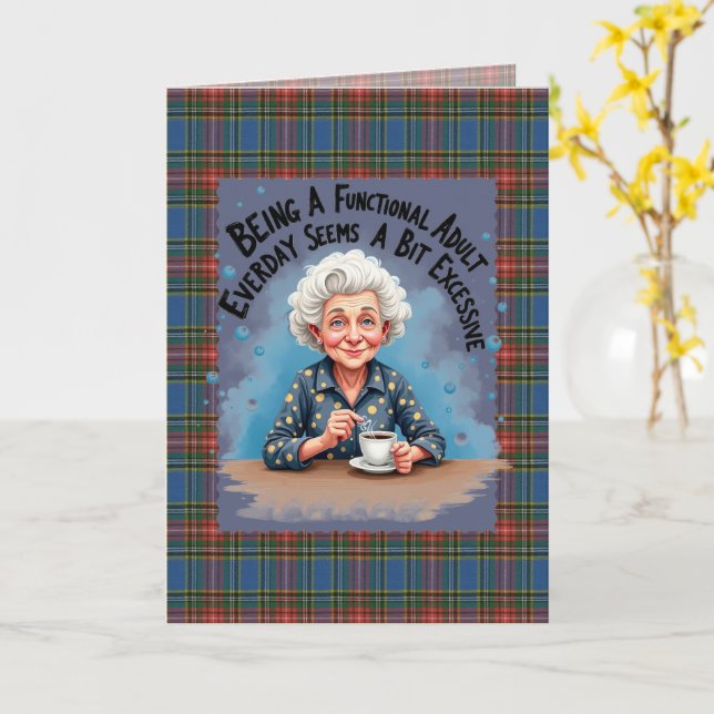 Cartão MacBeth Ancient Scottish Tartan Humorous Birthday (Flor Amarela)
