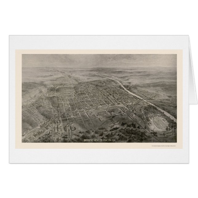 Cartão Macon, mapa panorâmico de GA - 1912 (Frente Horizontal)
